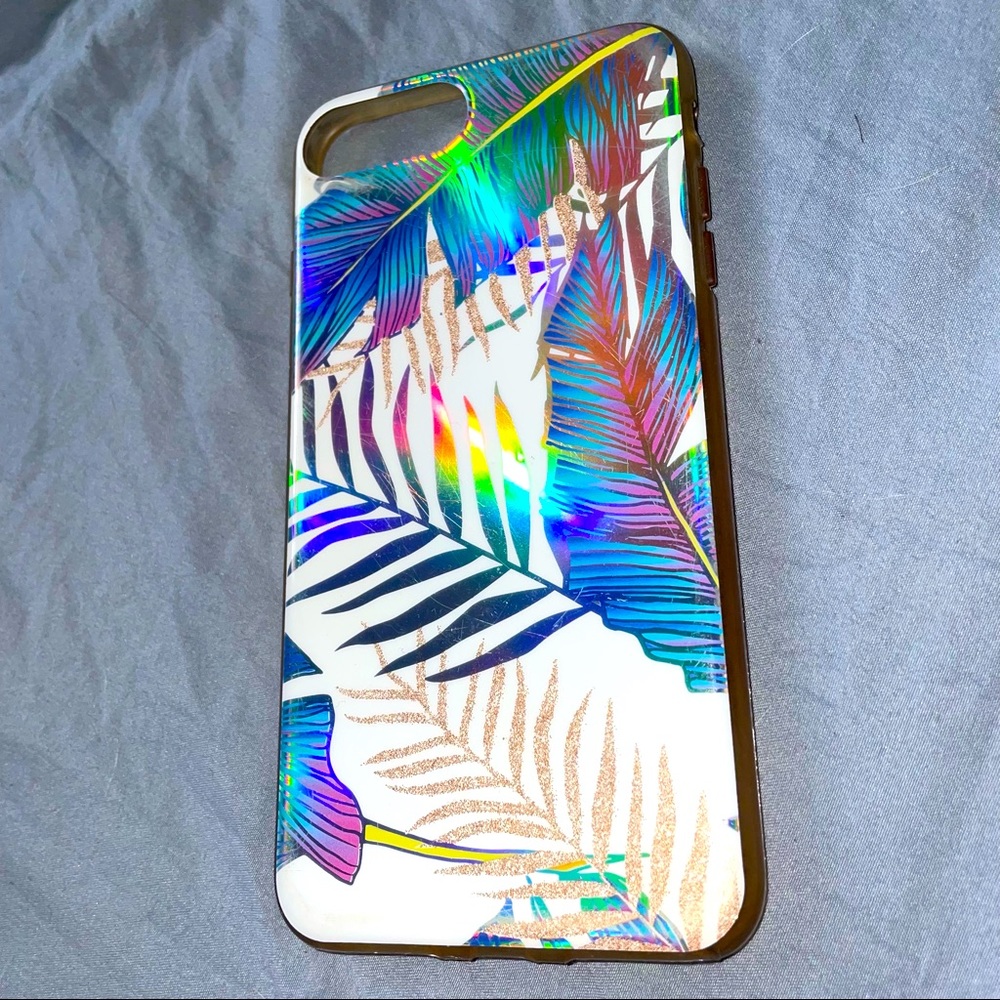 Iphone 7Plus,white,Shiny,Tropical,Holographic.